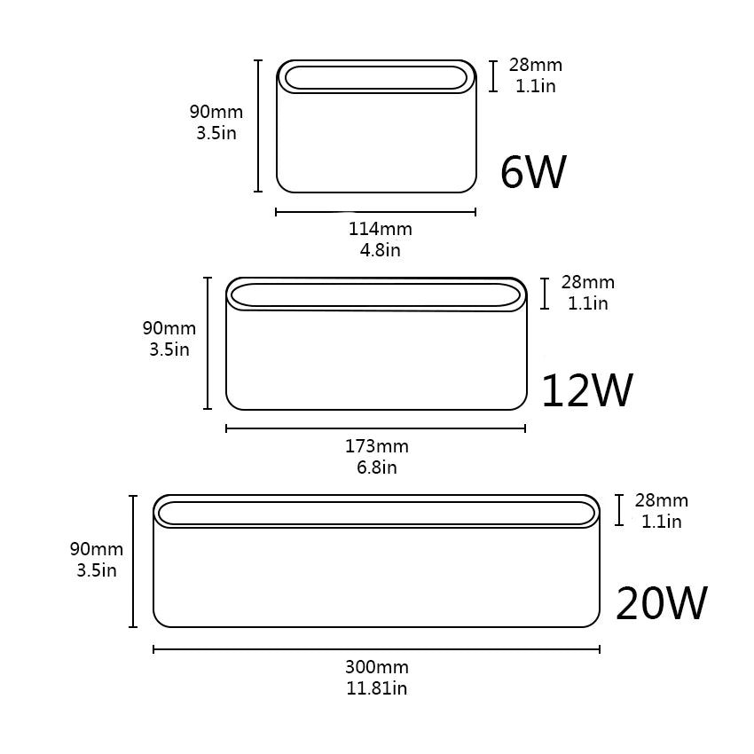 applique murale led contemporaine noir blanc ip65 6w 12w 249lm opaque