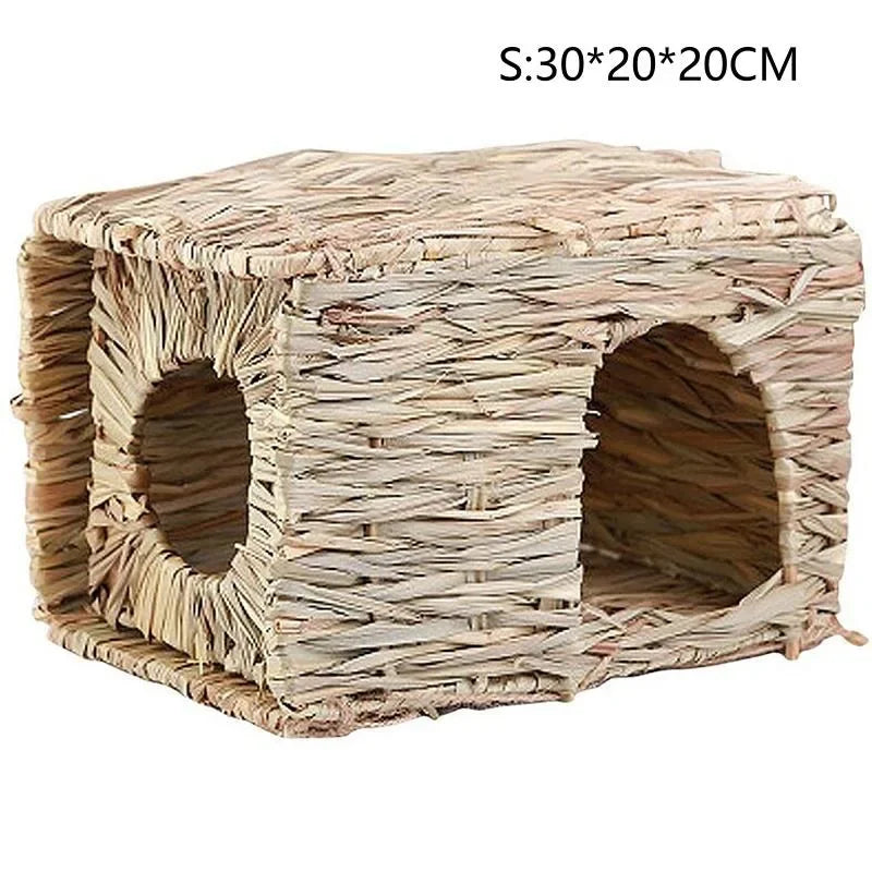 abri animal tressé naturel hamster lapin beige rustique soft bed house
