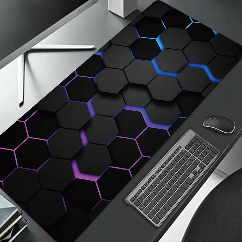 tapis souris gaming hexagonal noir bleu violet moderne organiser souris clavier éléments