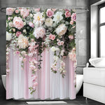 rideau douche floral romantique rose blanc vert plissé opacité variable moderne