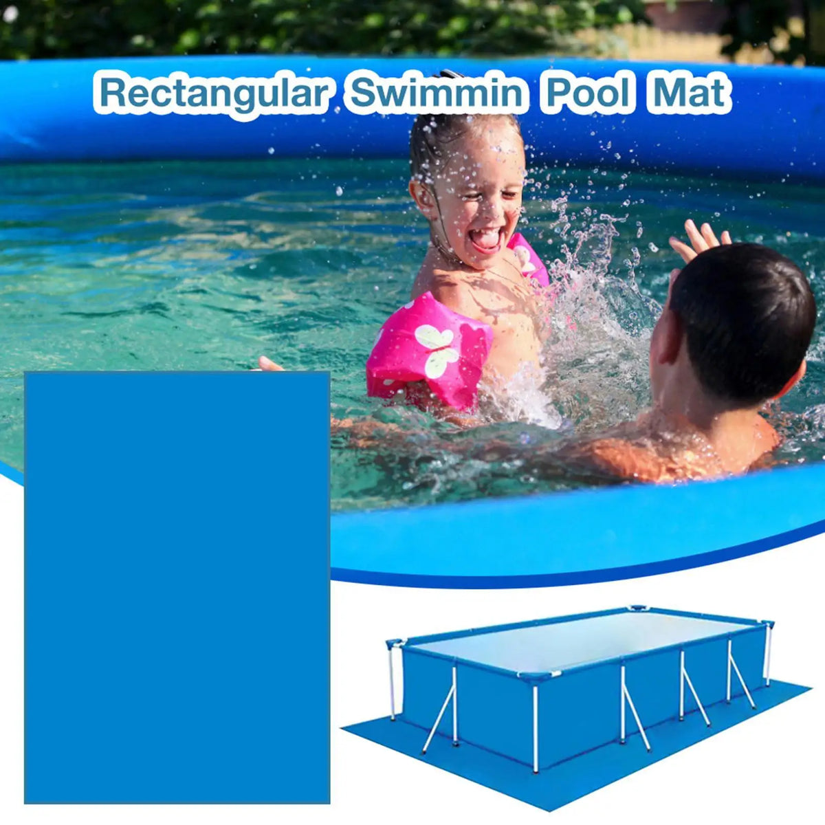 tapis piscine rectangulaire bleu moderne pliable texture tissée sol imperméable 2x3 2x4 2x5 3x5mètre