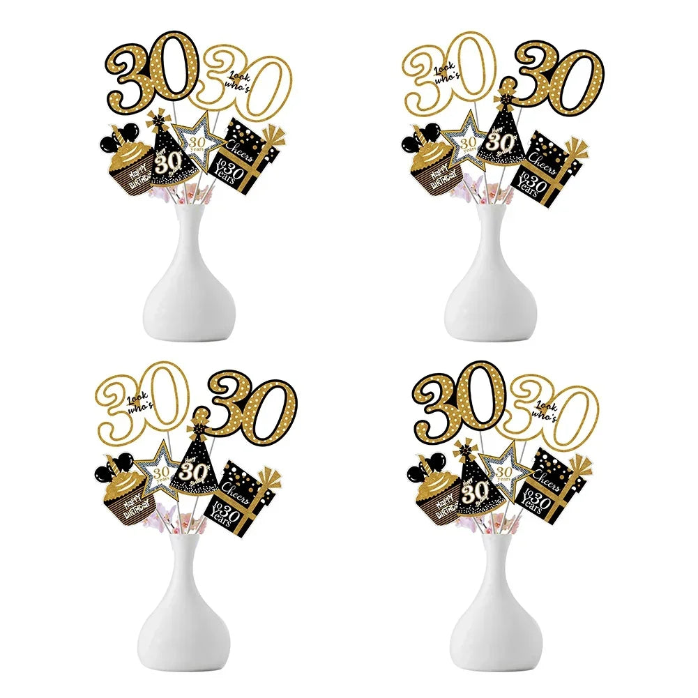 Set de 24 pièces décoration table anniversaire adulte chiffres 30 40 50 60 ans