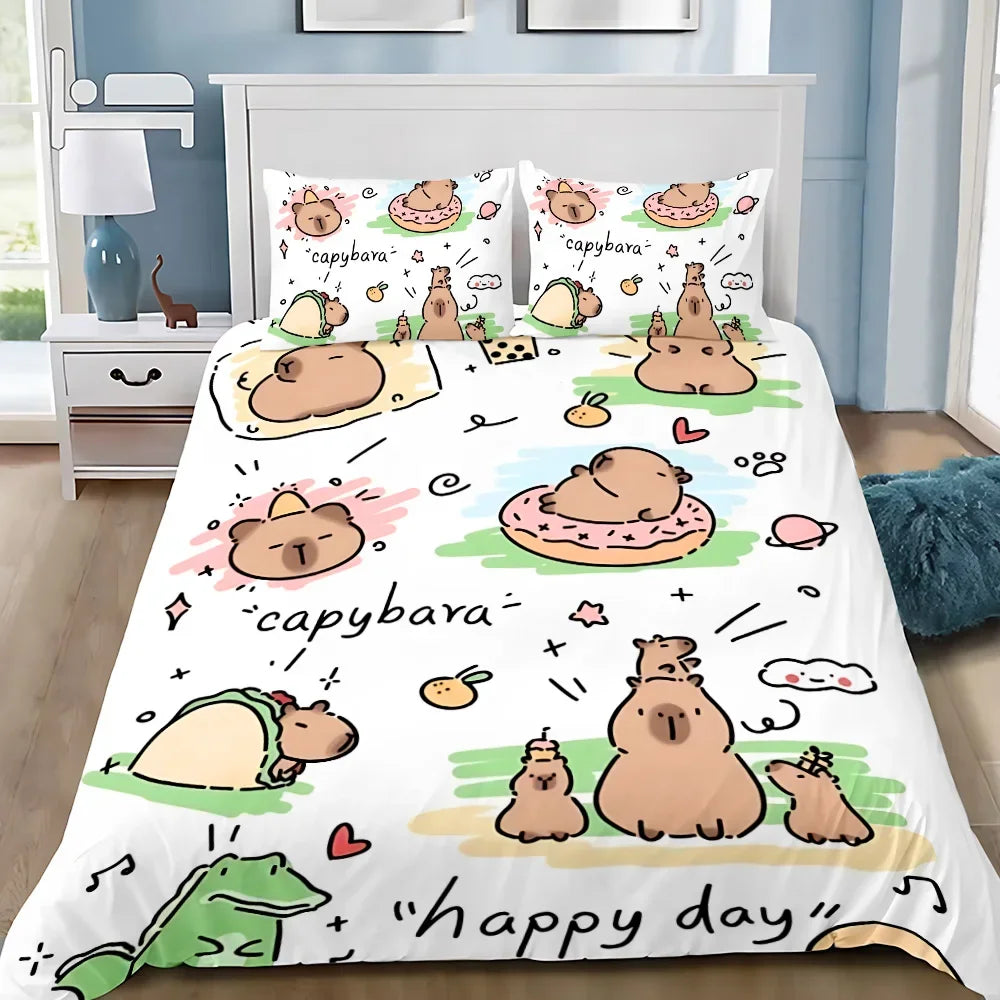 Taies d'oreiller assorties avec impression 3D Capybara