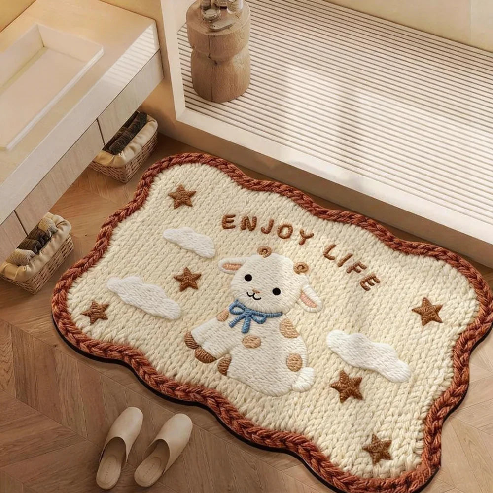 tapis décoratif intérieur antidérapant motifs animaux ours chat enfantin texture poilue
