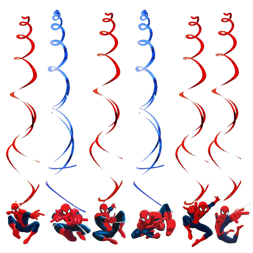 ensemble décoration anniversaire spider man vaisselle jetable nappe assiettes gobelets banderole ballons rouges