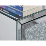 commode moderne miroir argentée paillette tiroirs poignées cristal chambre coucher glamour