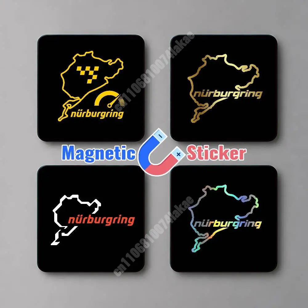 autocollant magnétique nürburgring circuit noir jaune doré moderne graphique réutilisable réfléchissant