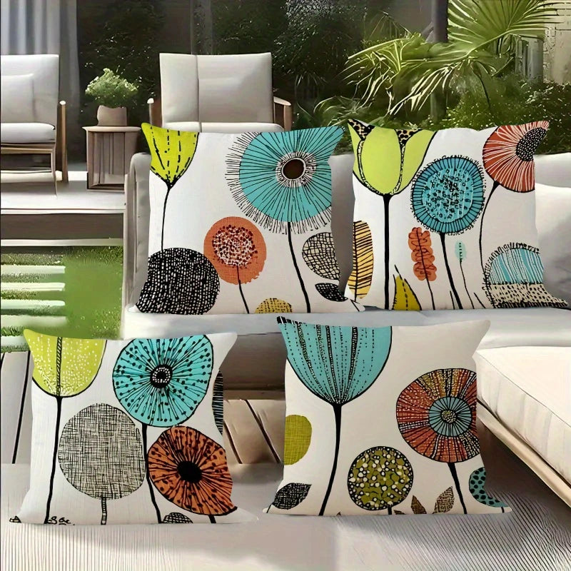 taies d'oreiller modernes fleurs stylisées polyester peacheskin 40x40cm 45x45cm 50x50cm 60x60cm