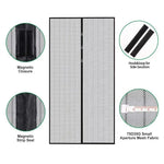 rideau porte magnétique noir maille fine velcro clips protection insectes porte moderne autofermeture