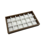 boîtes bijoux velours blanc bois marron clair moderne minimaliste rangement colliers bagues boucles d'oreilles