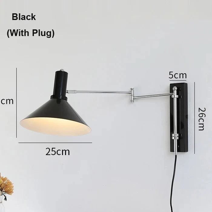 lampe murale articulée rouge blanc moderne prise fixée mur led chambre coucher