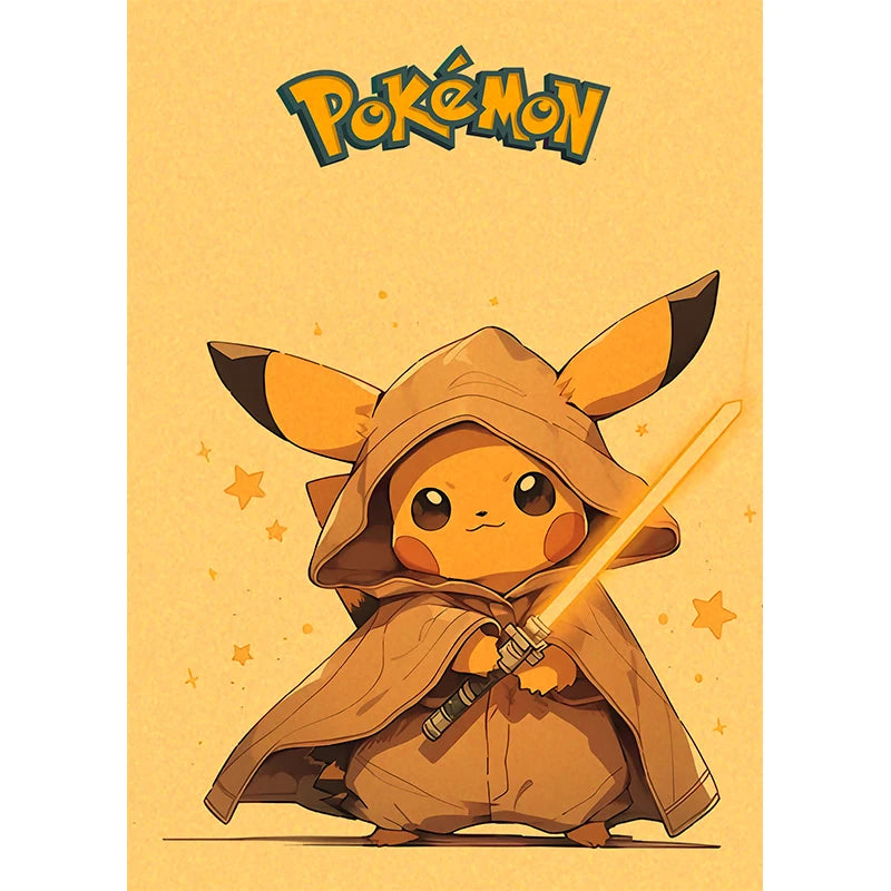 affiches dessin animé pikachu charmander star wars illustration cartoon decoration murale maison