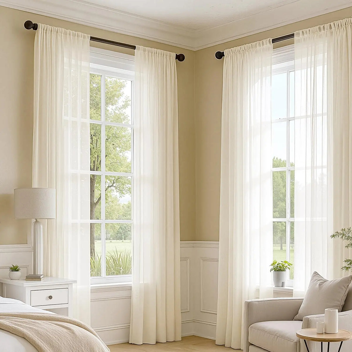 rideaux blanc cassé translucides 140x240cm moderne lisses plissés vertical salon européen américains polyester