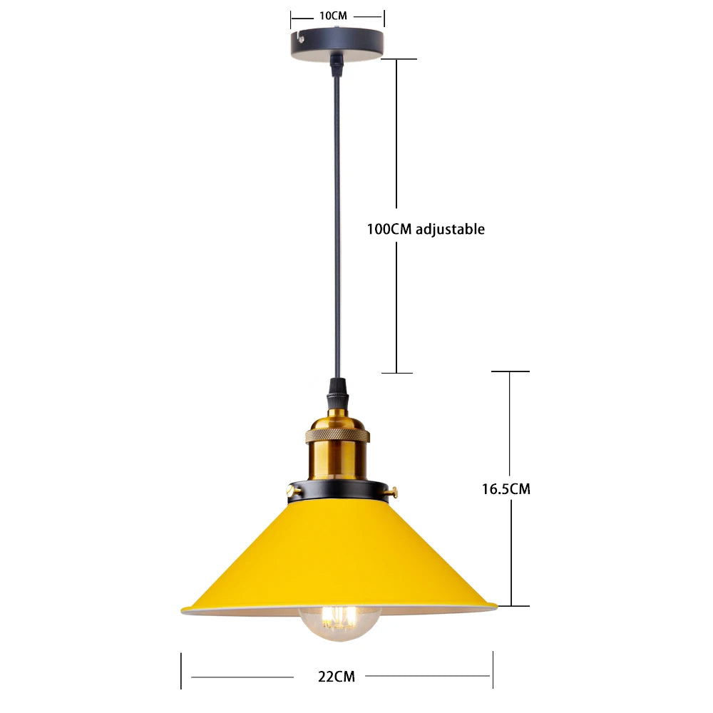 Suspension lumineuse conique minimaliste gris vert jaune bleu rose blanc câble suspendu chambre salon