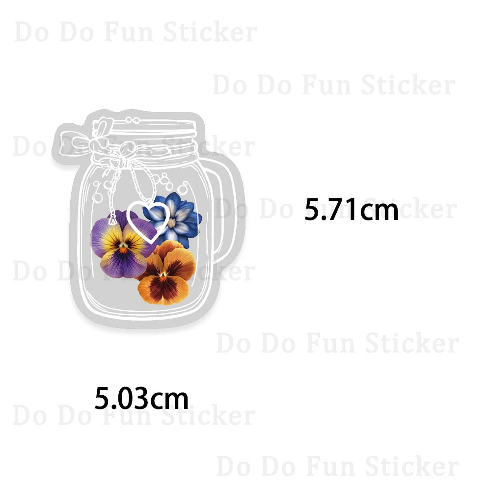 stickers adhésifs fleurs séchées multicolores transparents bohème floral 50 pièces
