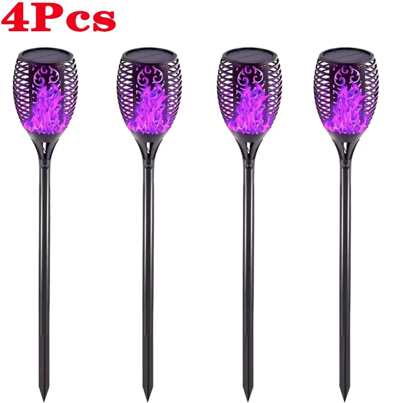 lampe solaire fleur décorative extérieure effet flamme violet bleu orange jardin jardinage extérieur moderne