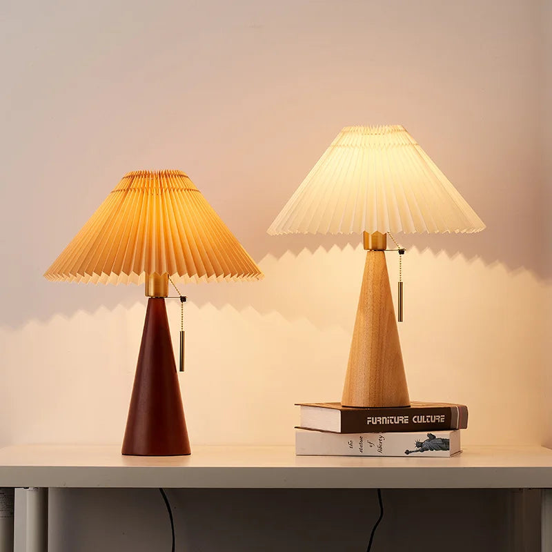 lampe table vintage plissée rouge beige moderne sans grille opaques