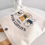 sac main toile imprimé ours blanc marron moderne poignées cuir portable étudiante