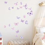 sticker mural papillons violet rose blanc moderne décoration chambre enfant opacité 20x30cm x2paquets