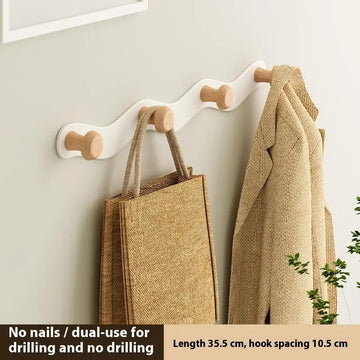 porte sacs mural blanc bois moderne adhésif crochets clous adhésifs