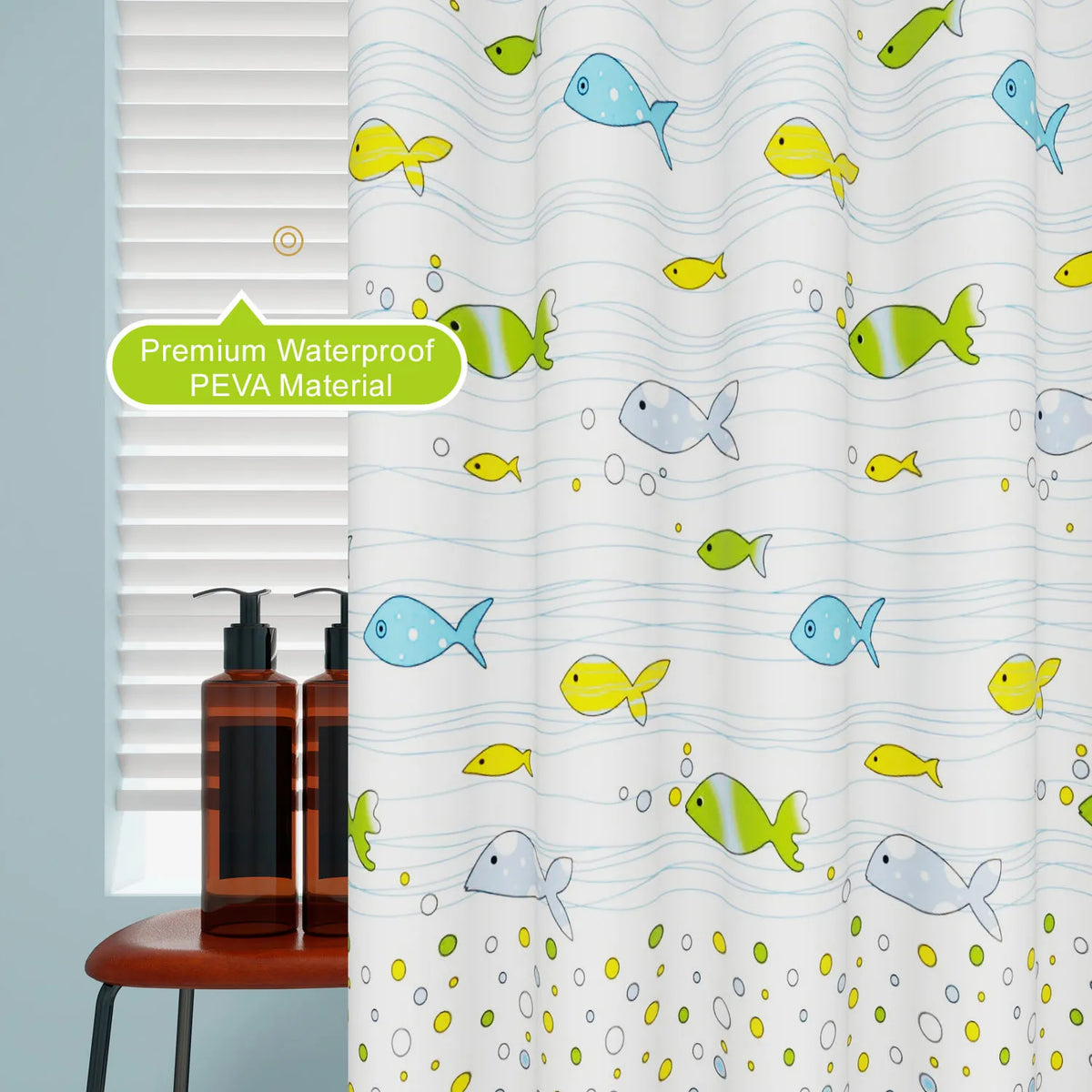 rideau douche éva relief poissons moderne océan enfantin opacité tropical