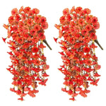 décoration intérieure moderne bouquet suspendu fleurs artificielles rose violet vert feuilles