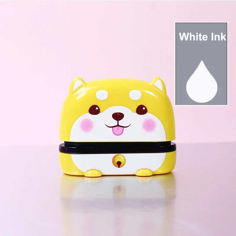 timbres personnalisables dessins animés animaux bleu noir rose blanc jaune gris daisyscrição