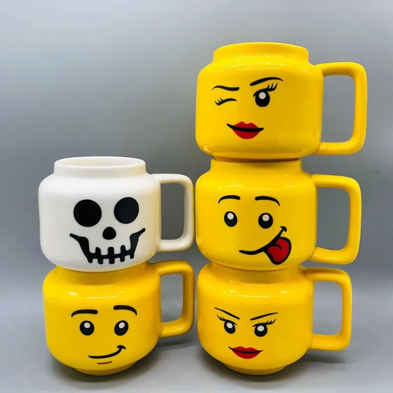 tasse dessin animé sourire jaune poignée creative cartoon cadeau enfant
