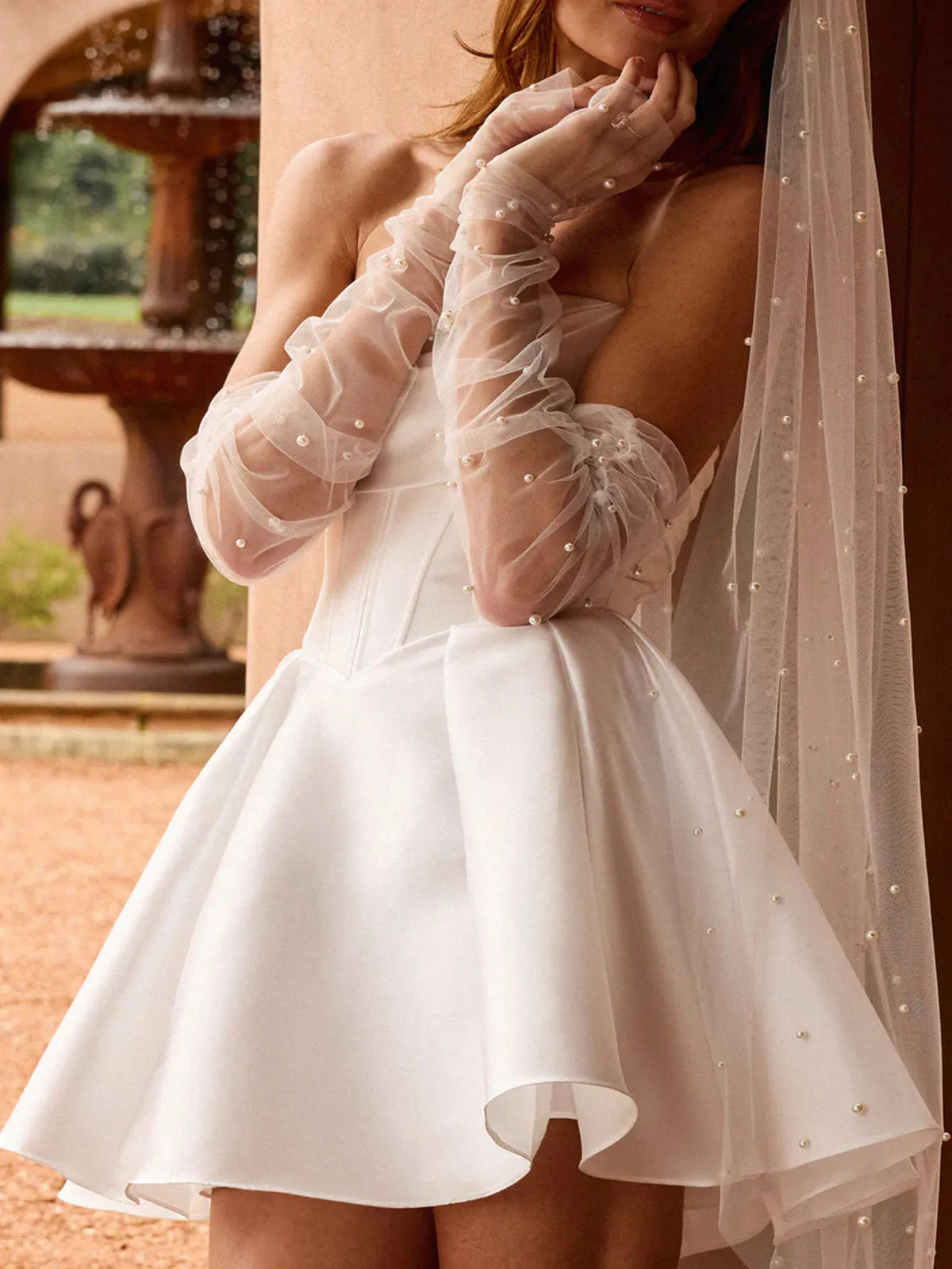 voile mariée blanc moderne élégant tulle polyester femme transparent minimaliste