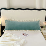 taies d'oreiller longues velours volants moderne vert gris beige violet lit chambre coucher couple