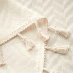 nappe table rétro japonaise beige zigzag blanc extérieur intérieur mariage festivité geometrique