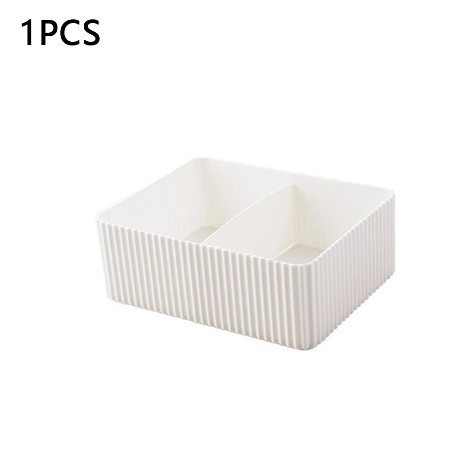 boîtes rangement moderne gris beige rose rayées opaques rangement salle bain cuisine