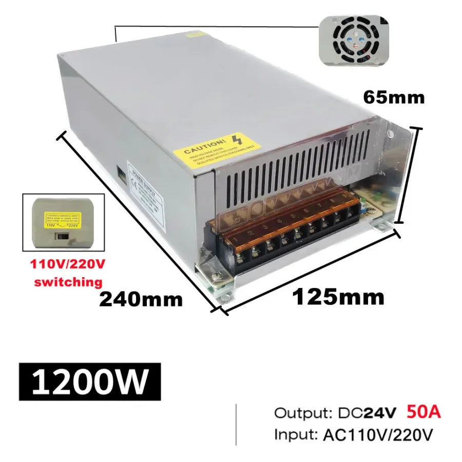 transformateur alimentation électrique ac vers dc bande led intérieur aluminium 12v 24v 48v