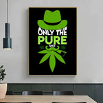 affiche graphique pop art crânes cannabis lettrage noir vert opaque sans cadre