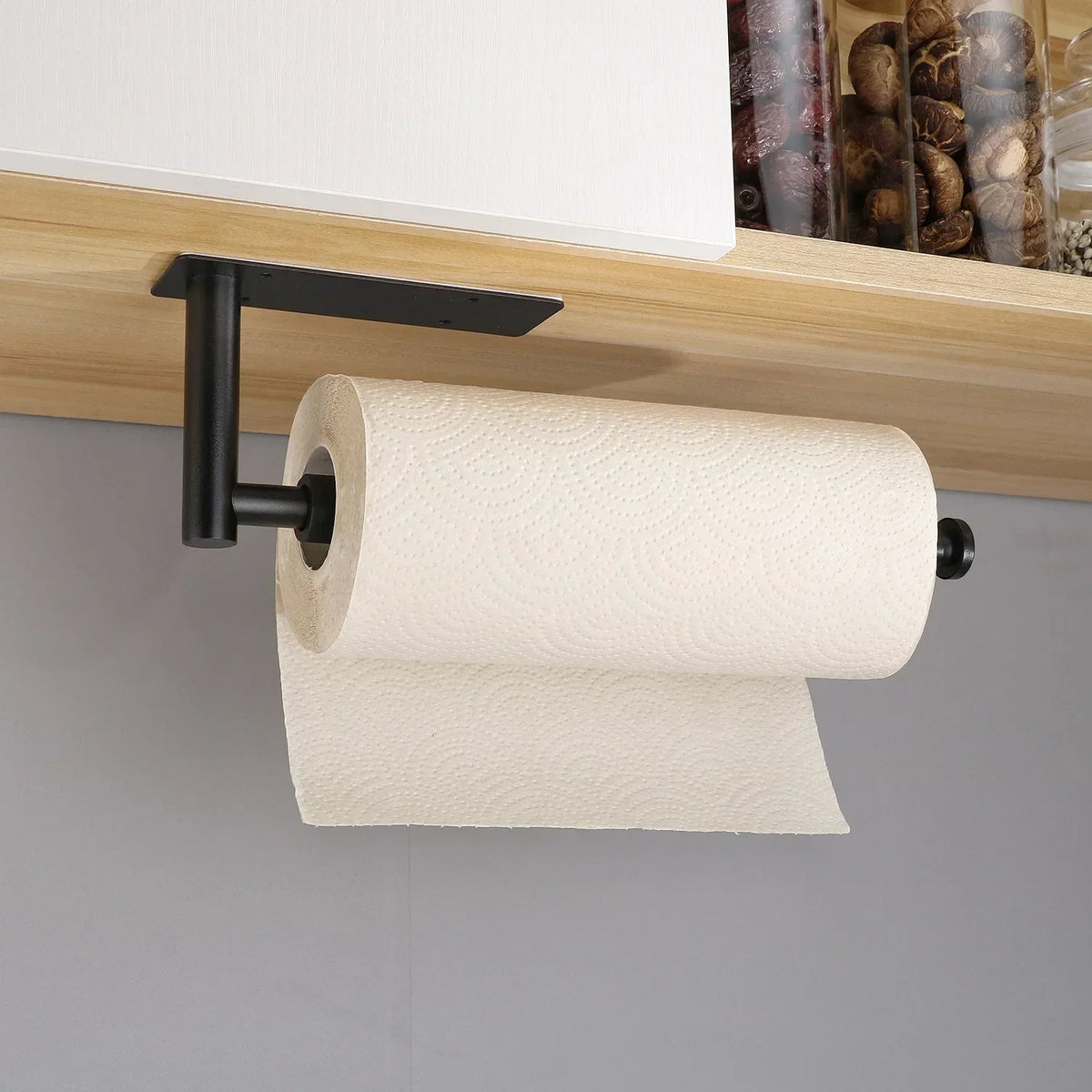 porte serviettes cuisine noir métal moderne vis fixation organisateur