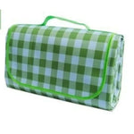 tapis pique nique carreaux vert blanc jaune moderne imperméable anti humidité poignée rangement camping