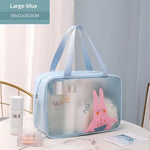 sac toilette transparent rose bleu clair dessins animés moderne enfantin poignée souple flacon lotion
