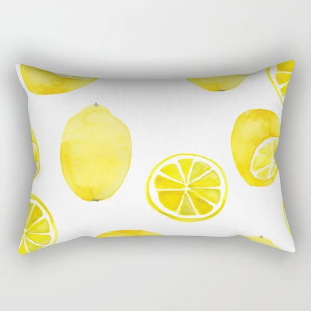 taie d'oreiller rectangulaire jaune clair motif géométrique moderne housse coussin canapé coton 30x50cm