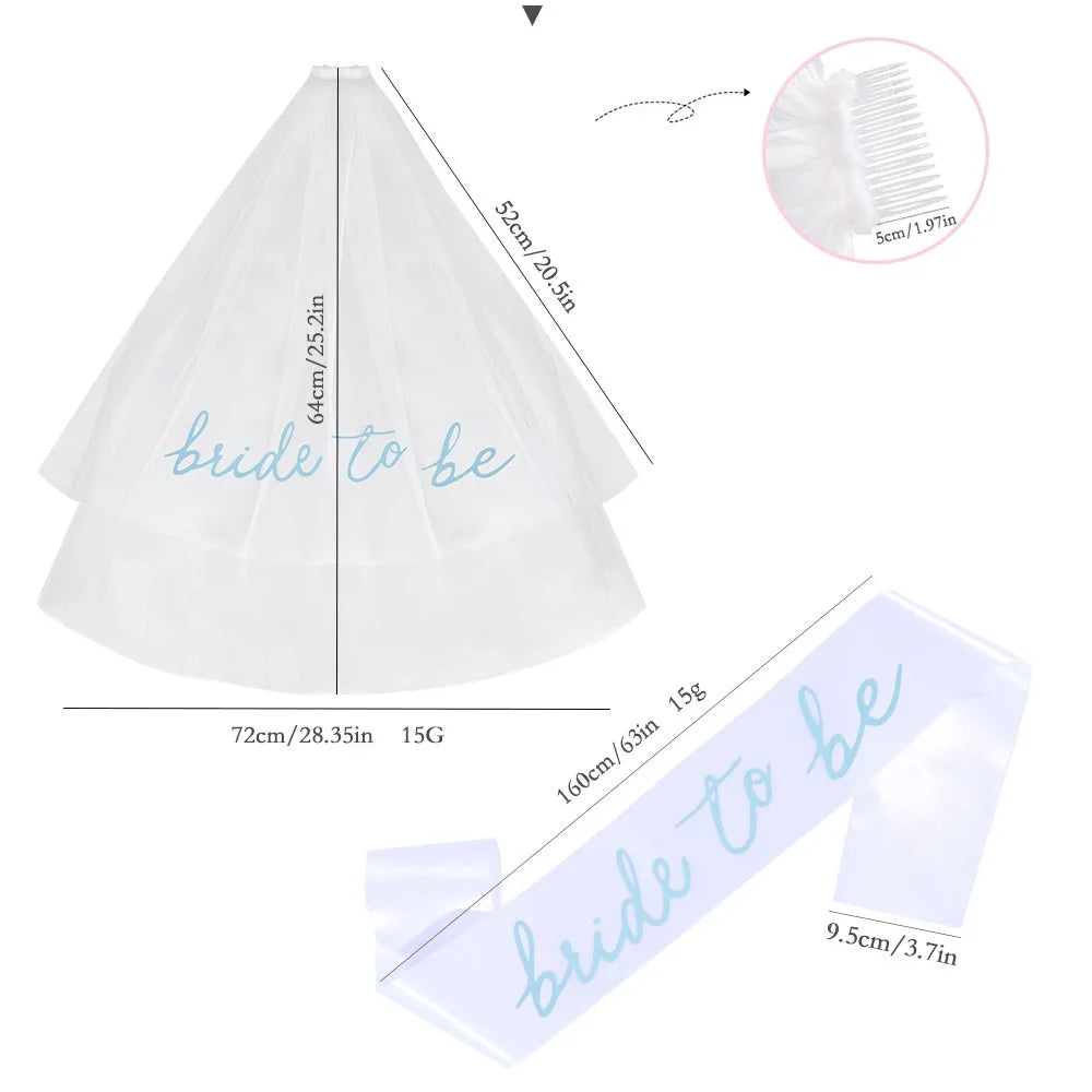 voile mariée sash bride to be blanc bleu écriture cursive clips festif classique transparent