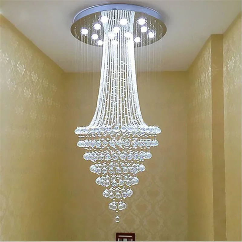 lustre moderne classique cristal chaînes métalliques transparent doréintérieur led lumières