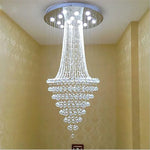 lustre moderne classique cristal chaînes métalliques transparent doréintérieur led lumières