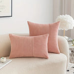 housses coussin patchwork moderne polyester coton beige rose gris vert rayures 45cm 1pc opaques