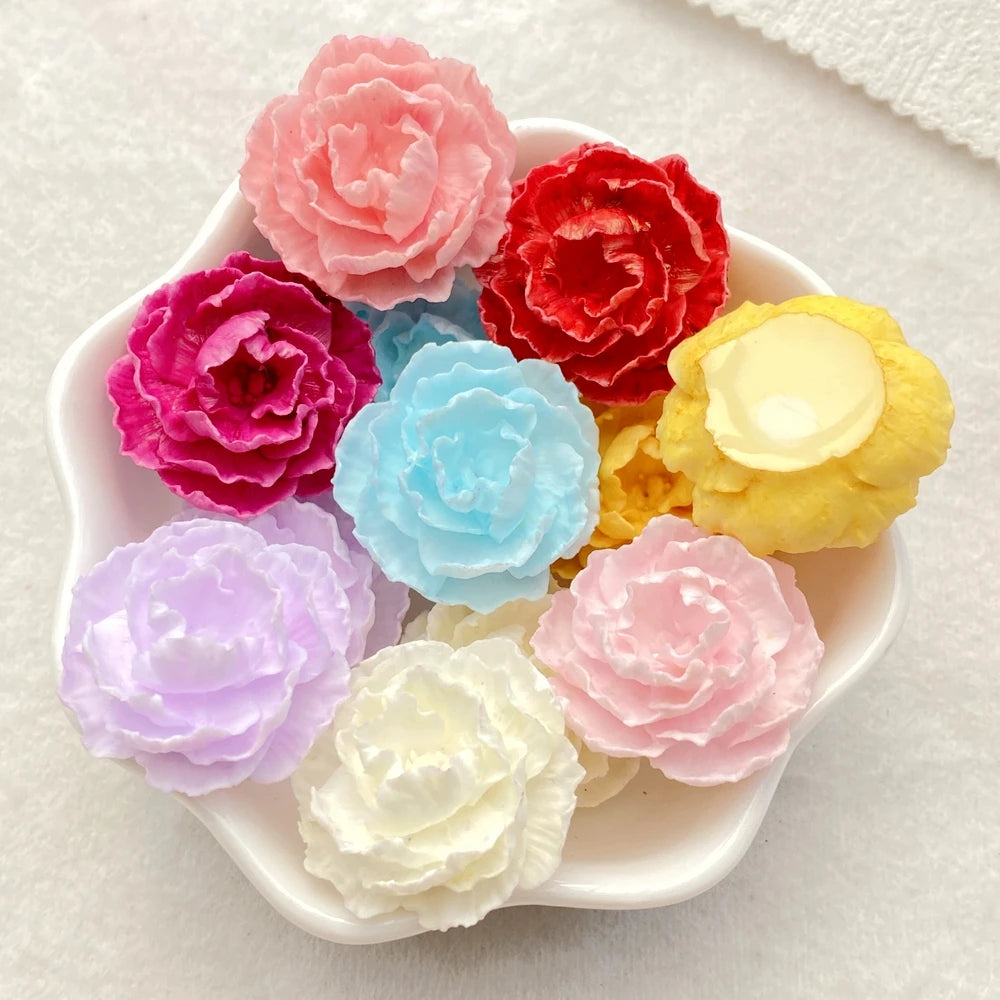 fleurs artificielles rose rouge jaune bleu violet blanches relief décor scrapbooking bricolage artisanat