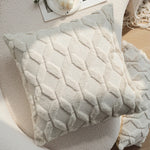 coussin peluche beige motif géométrique moderne canapé voiture 45x45cm lavable machine handwash