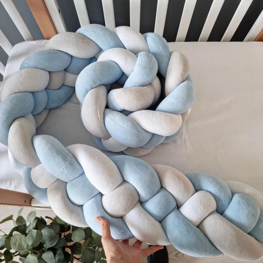 coussin tissé nœuds bleu clair gris moderne doux lit bébé 13 15cm 200cm 300cm
