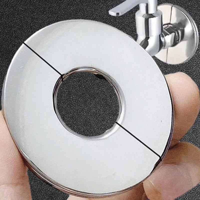 Cache tap acier inoxydable argenté adhésif moderne robinetterie conduites douche 66mm 99mm 140mm