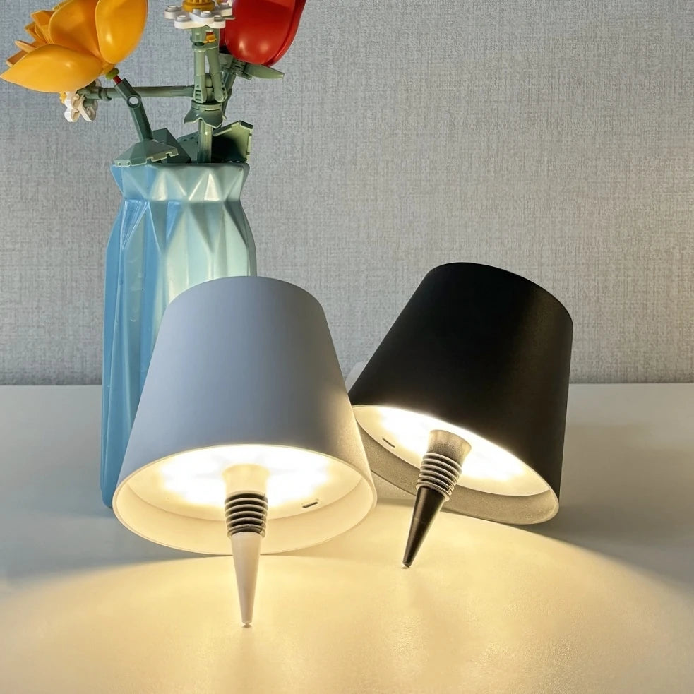 lampe table led rechargeable tactile gris noir doré conique mat moderne base carrée abat
