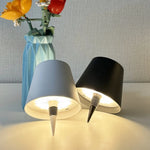 lampe table led rechargeable tactile gris noir doré conique mat moderne base carrée abat