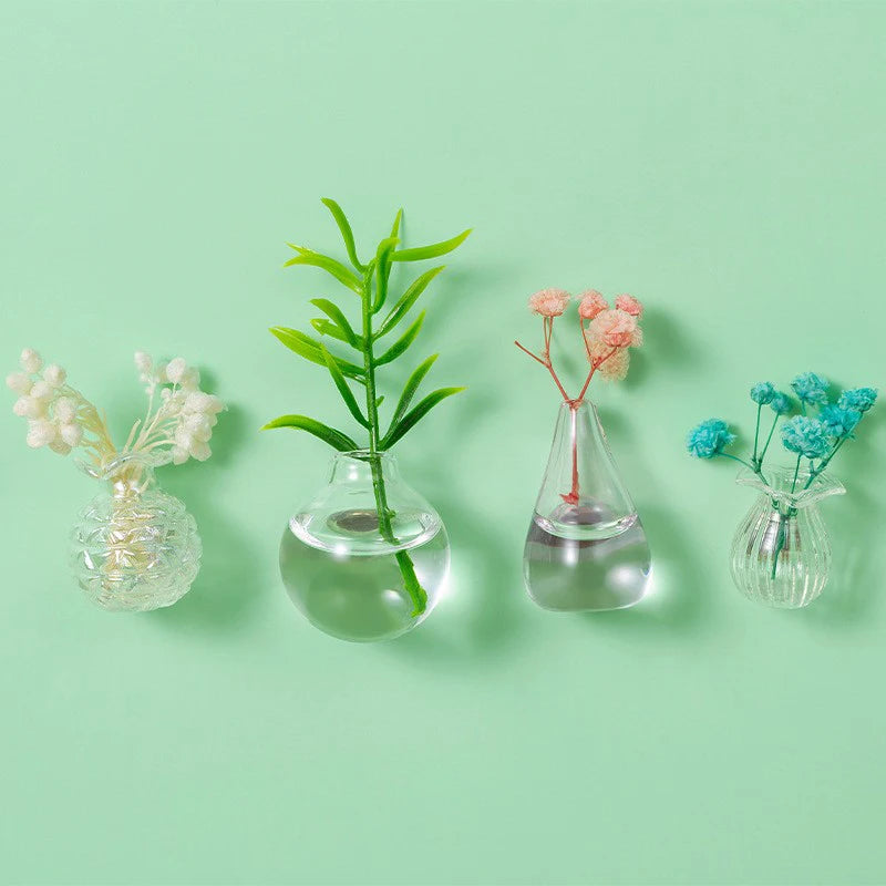 vases verre transparents modernes fleurs sèches minimaliste deco aimants réfrigérateur