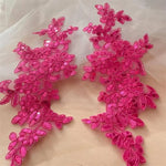 appliques decoratives brodees sequins floral violet blanc or rose bleu vert rouge noir